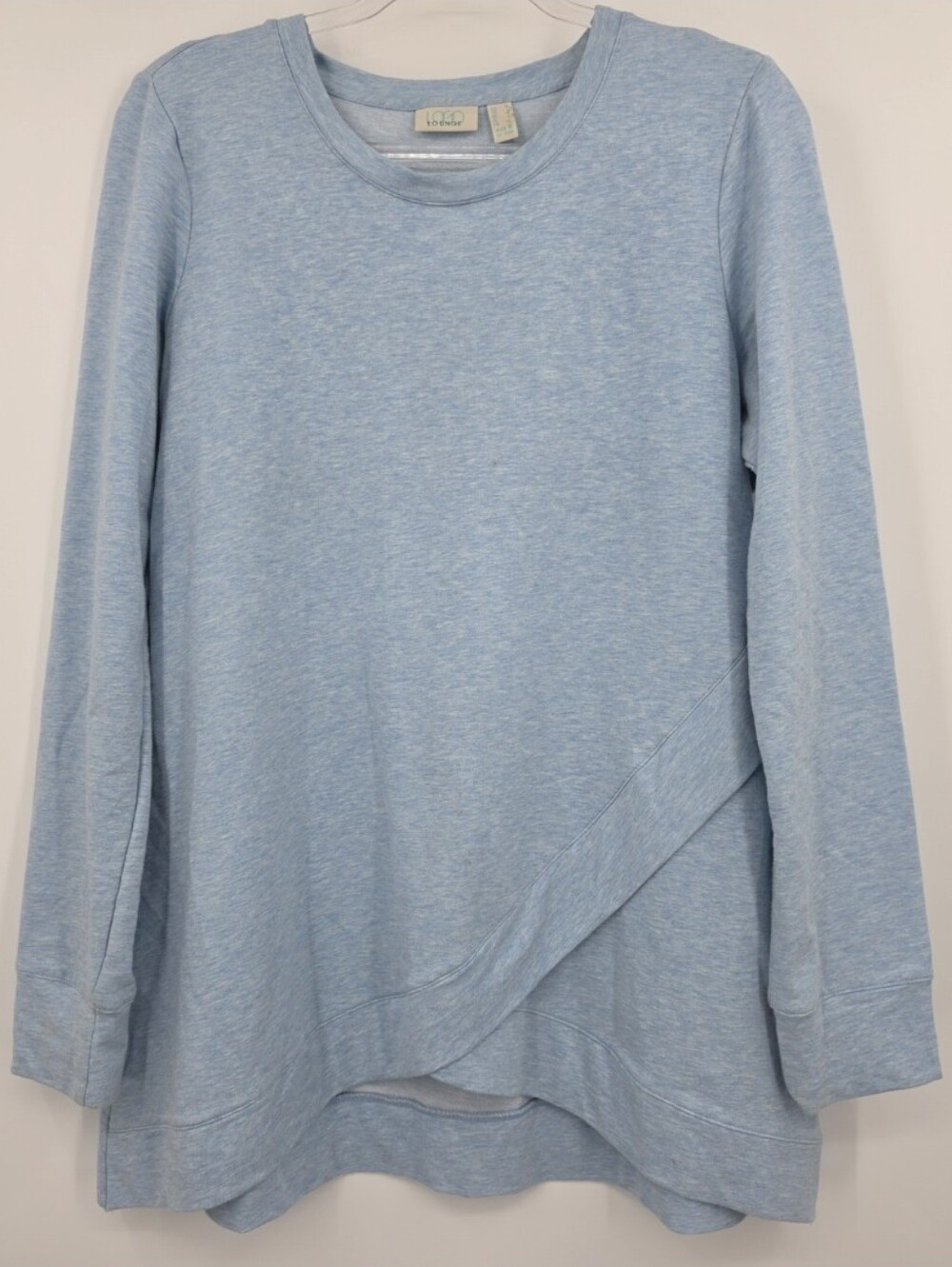 LOGO Lounge Lori Goldstein Long Sleeve Tunic Top French Terry Medium Blue